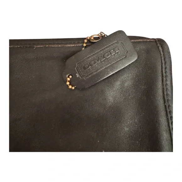 Coach Dark Black Leather Wallet or Makeup Bag - Picture 2 of 5